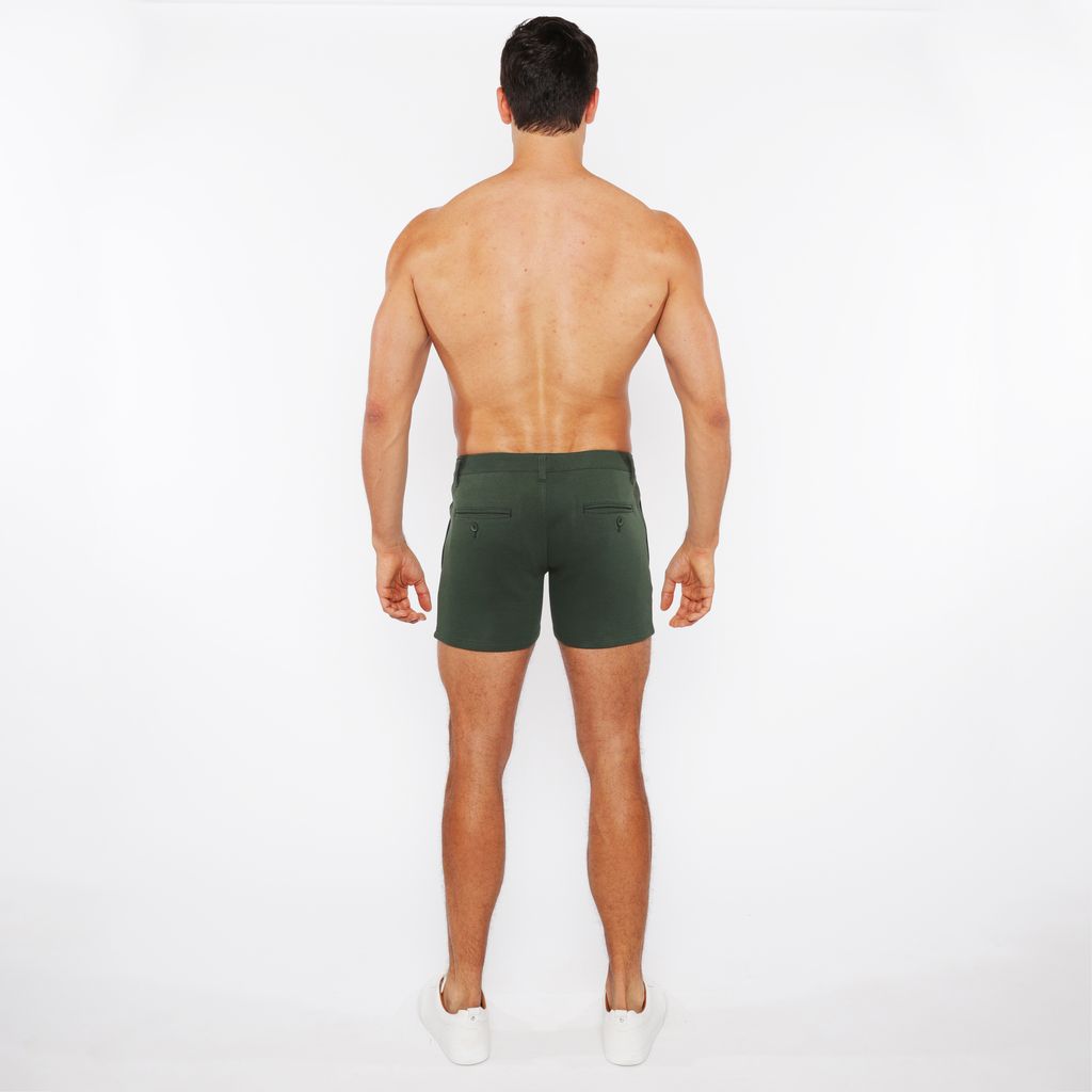 PINE 5"INSEAM LINEN-LOOK TEXTURED STRETCH KNIT CHINO SHORTS W/ZIP POCKETS ST-1986-09