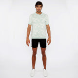 ALOE/CREAM FOLIAGE JACQUARD KNIT 3-BUTTON POLO ST-24306