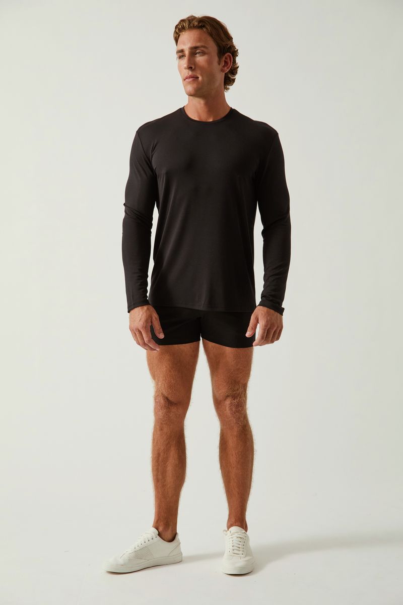 BLACK STONE SOLID STRETCH MODAL CREW NECK LONG SLEEVE TEE ST-9012