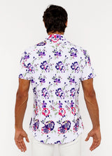 FUCHSIA/SPROUT FLORAL PRINTED COTTON KNIT JERSEY SHORT SLEEVE SHIRT ST-9335
