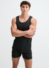 BLACK TEXTURED STRETCH MESH PERFORMANCE TANK ST-293