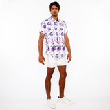 FUCHSIA/SPROUT FLORAL PRINTED COTTON KNIT JERSEY SHORT SLEEVE SHIRT ST-9335