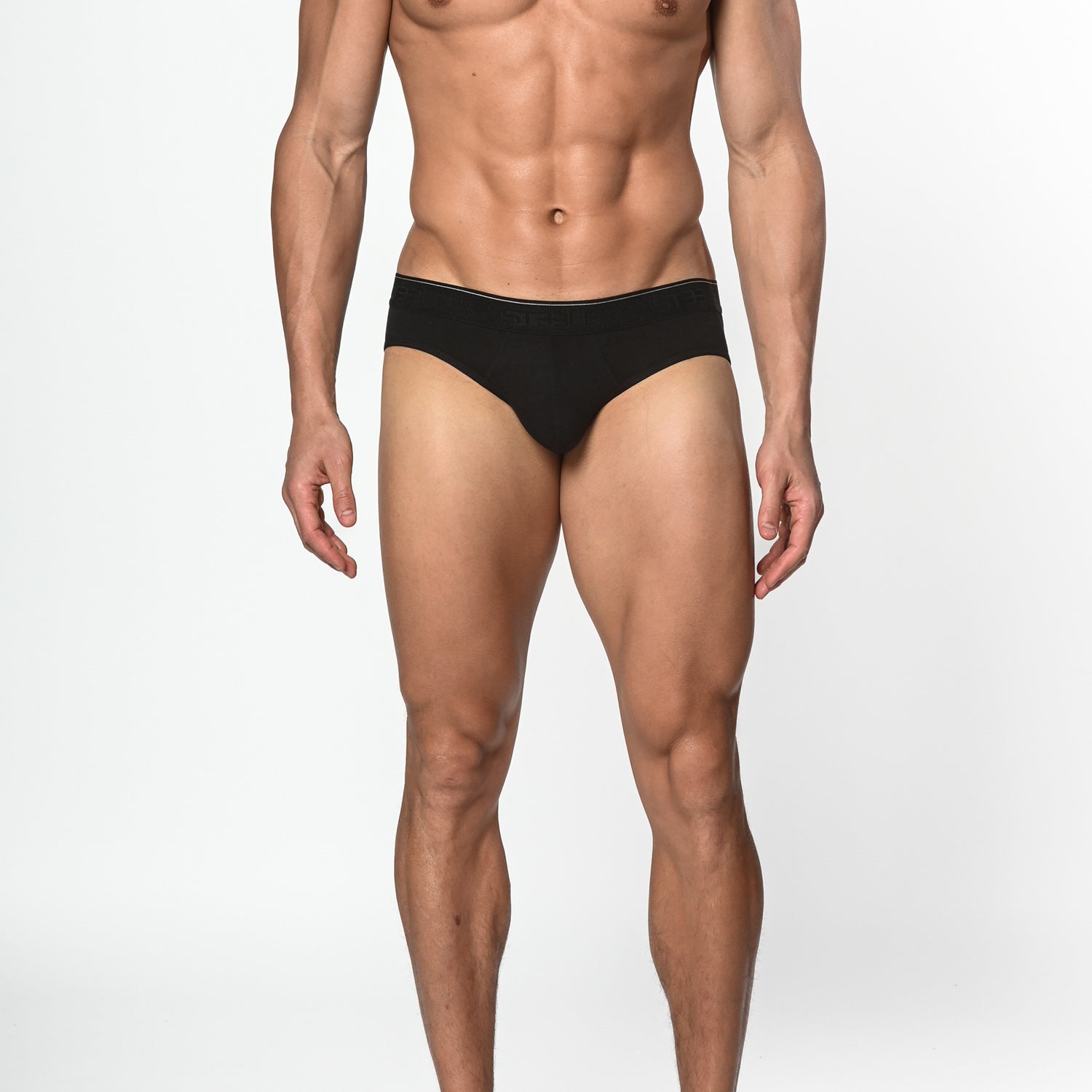 BLACK COTTON/ELASTANE LOW RISE BRIEF ST-10000