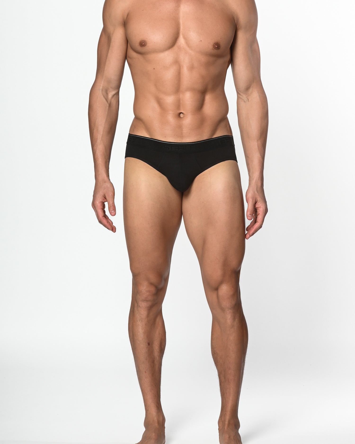 BLACK COTTON/ELASTANE LOW RISE BRIEF ST-10000