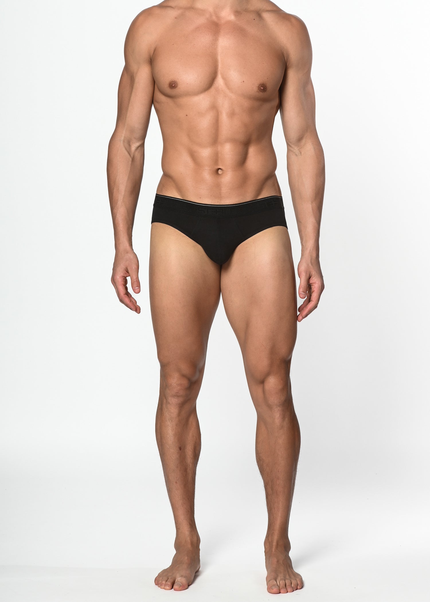 BLACK COTTON/ELASTANE LOW RISE BRIEF ST-10000