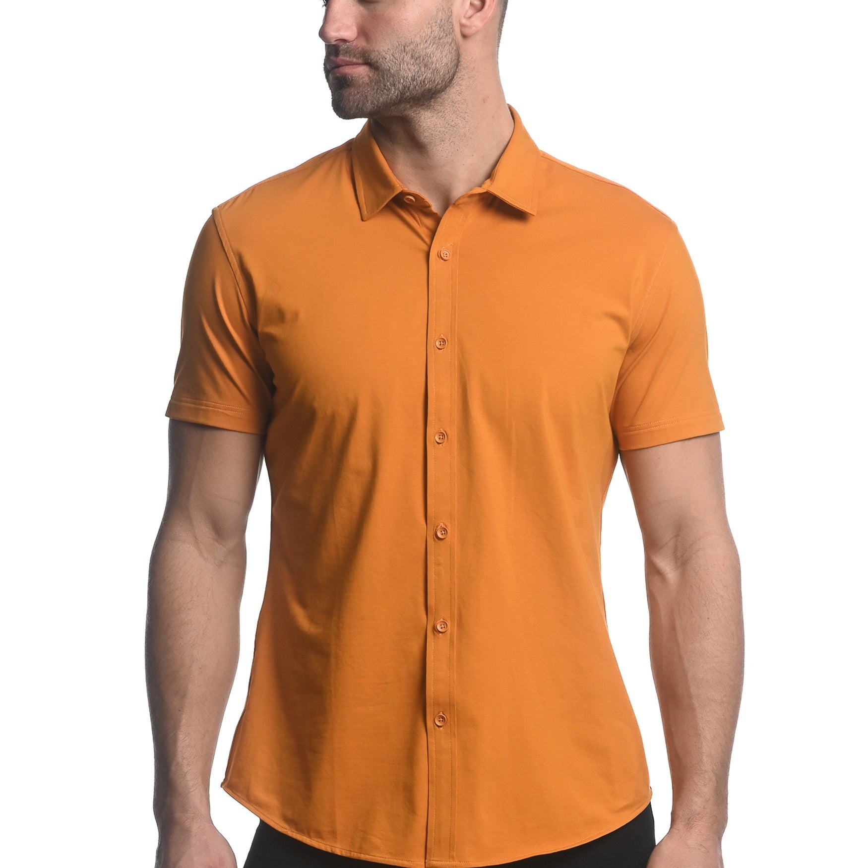TURMERIC SOLID STRETCH JERSEY KNIT SHORT SLEEVE SHIRT ST-963