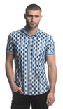 NAVY/ SLATE FAST CIRCLES PRINTED SHORT SLEEVE PERFORMANCE SHIRT ST-26006