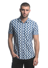 NAVY/ SLATE FAST CIRCLES PRINTED SHORT SLEEVE PERFORMANCE SHIRT ST-26006