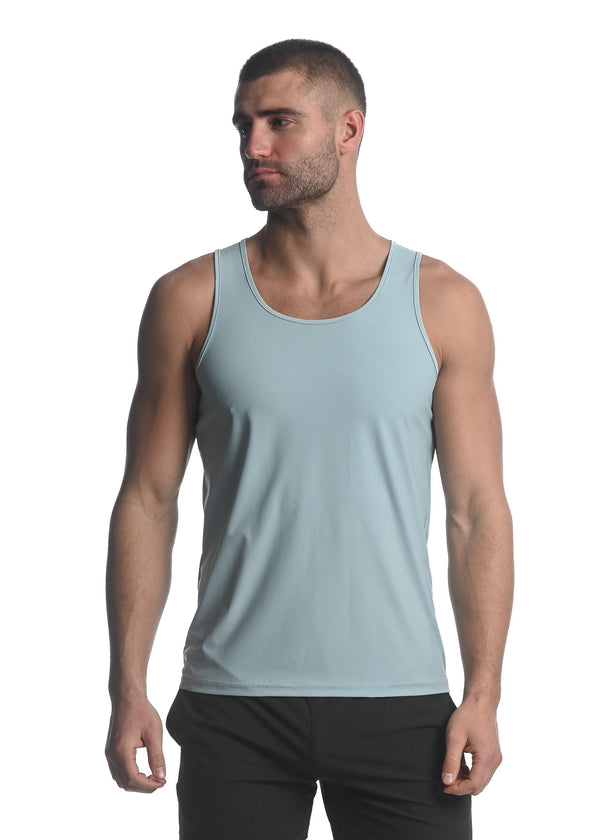 BLUE HAZE TEXTURED STRETCH MESH PERFORMANCE SINGLET ST-279