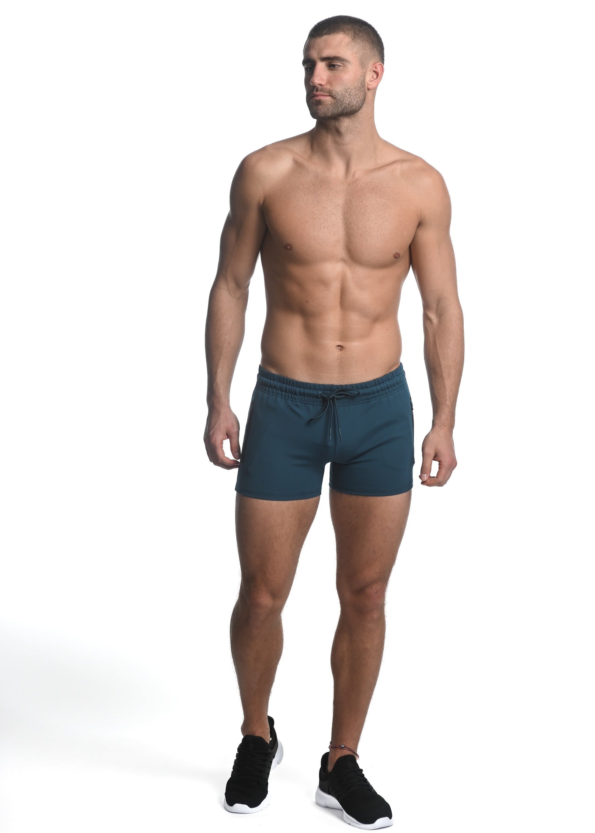 PETROL VAULT GYM-TECH 3.5" INSEAM STRETCH SHORTS W/ HEAT WELD ZIPPERS ST-10500