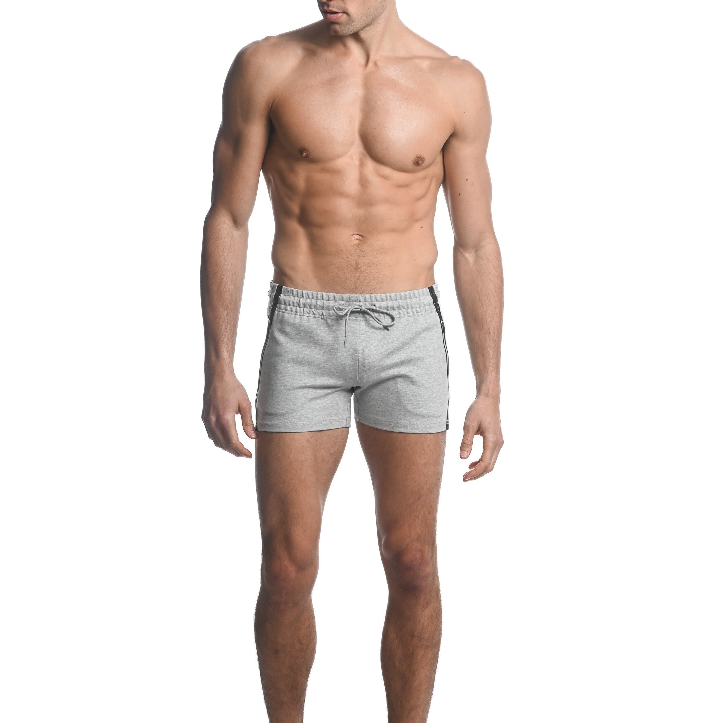 SILVER ASH ALPHA 3.5" INSEAM STRETCH GYM SHORTS W/ HEAT WELD ZIPPERS ST-10506
