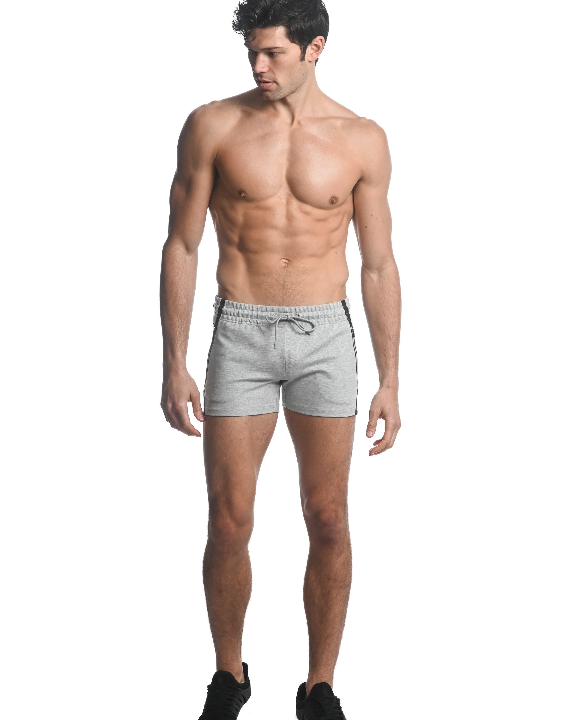 SILVER ASH ALPHA 3.5" INSEAM STRETCH GYM SHORTS W/ HEAT WELD ZIPPERS ST-10506