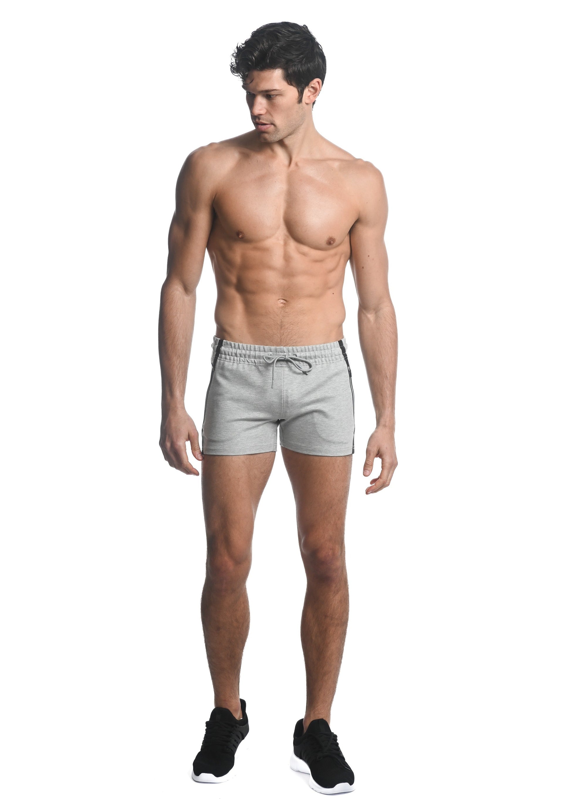 SILVER ASH ALPHA 3.5" INSEAM STRETCH GYM SHORTS W/ HEAT WELD ZIPPERS ST-10506