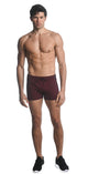 CURRANT RED ALPHA 3.5" INSEAM STRETCH GYM SHORTS W/ HEAT WELD ZIPPERS ST-10506