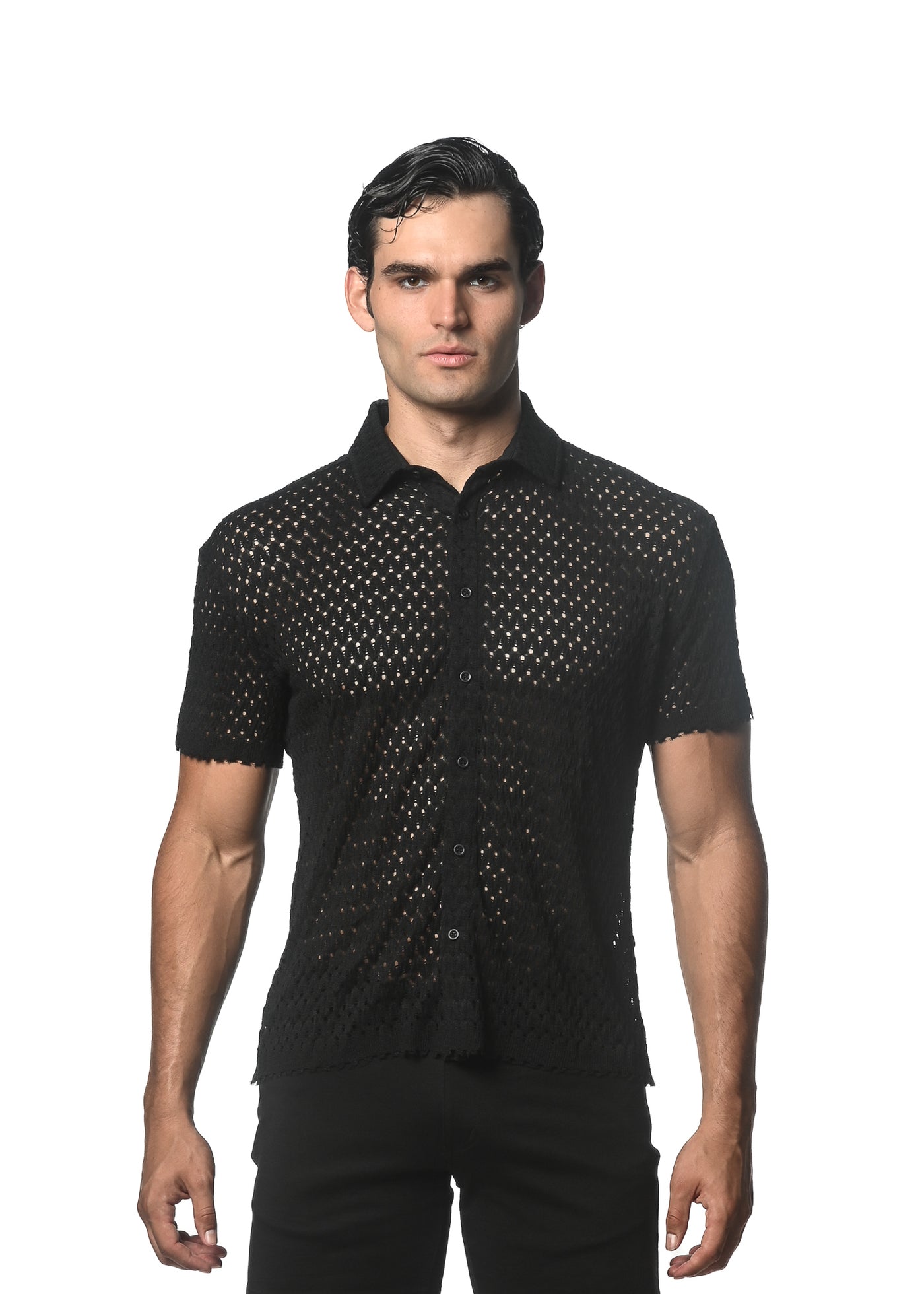 blue dress for baby girl Men's Black Short Sleeve Banded Collar Service Shirt - Clean and Durable main image 0