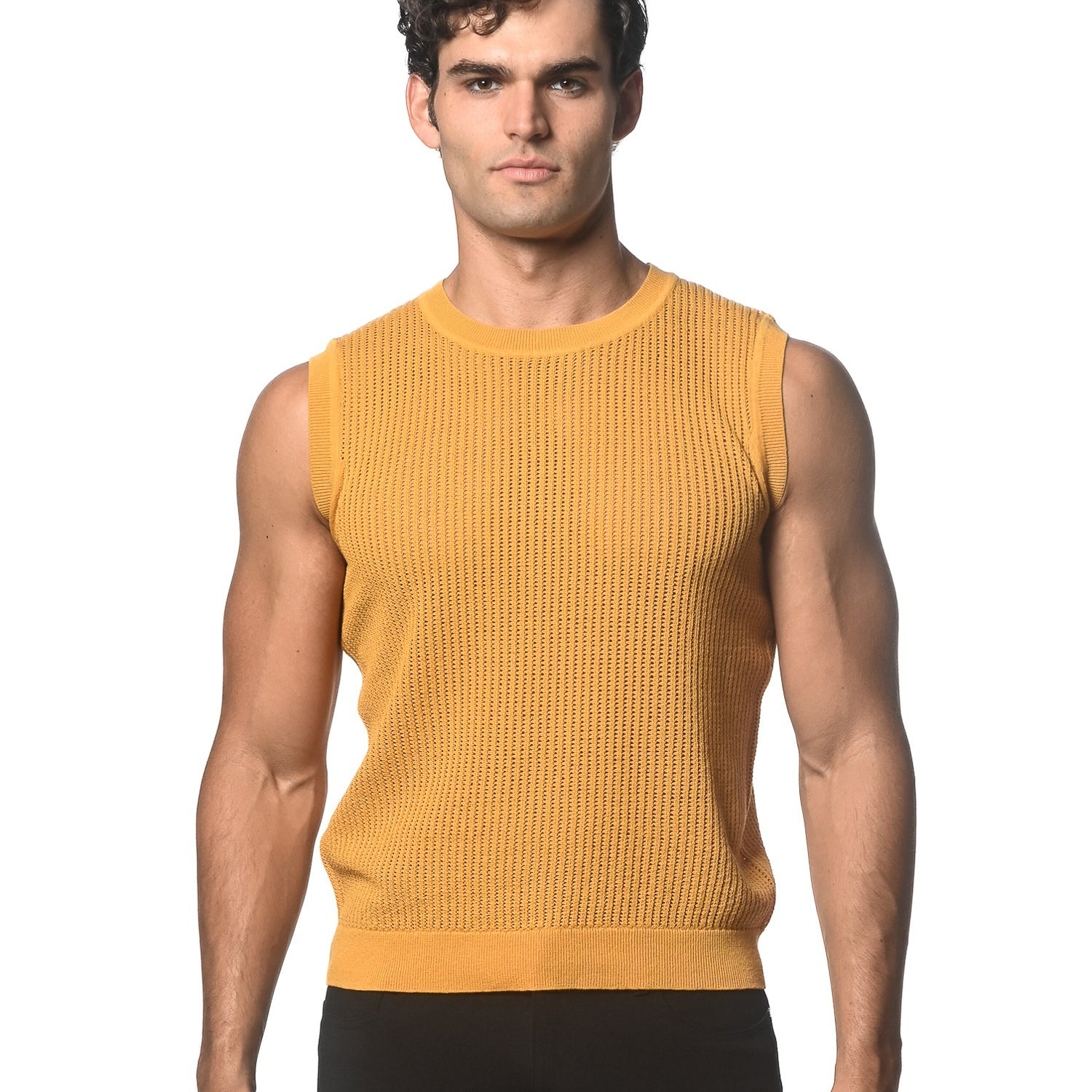 AMBER TEXTURED OPEN MESH  KNITTED VEST ST-24037
