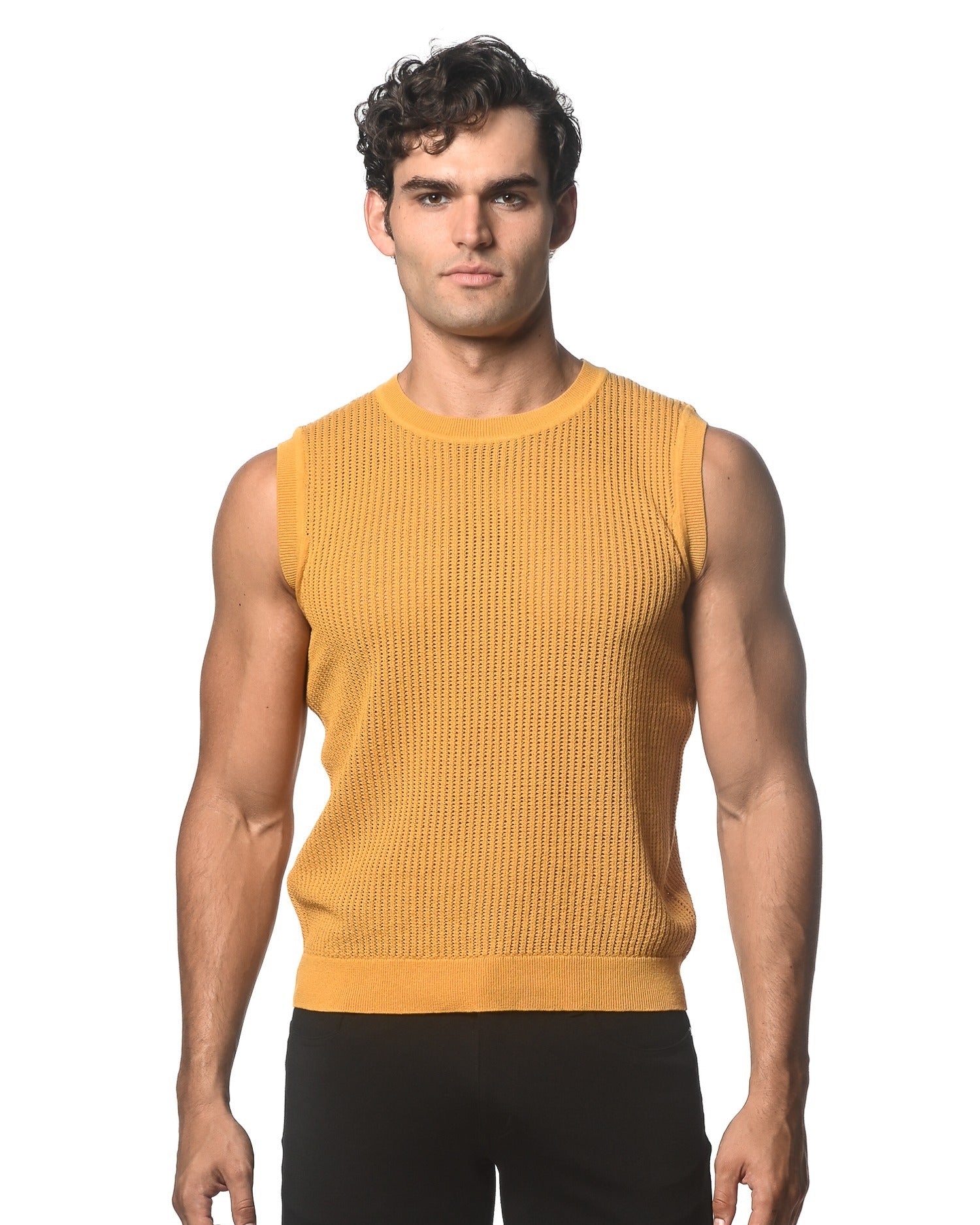 AMBER TEXTURED OPEN MESH  KNITTED VEST ST-24037