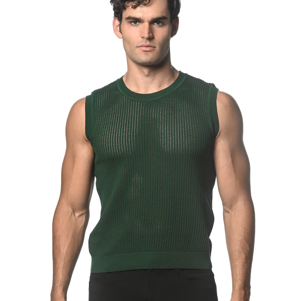 トップス state of mind sheer knit vest WDIRARA Men's Hollow Out Criss Cross Sweater Vests