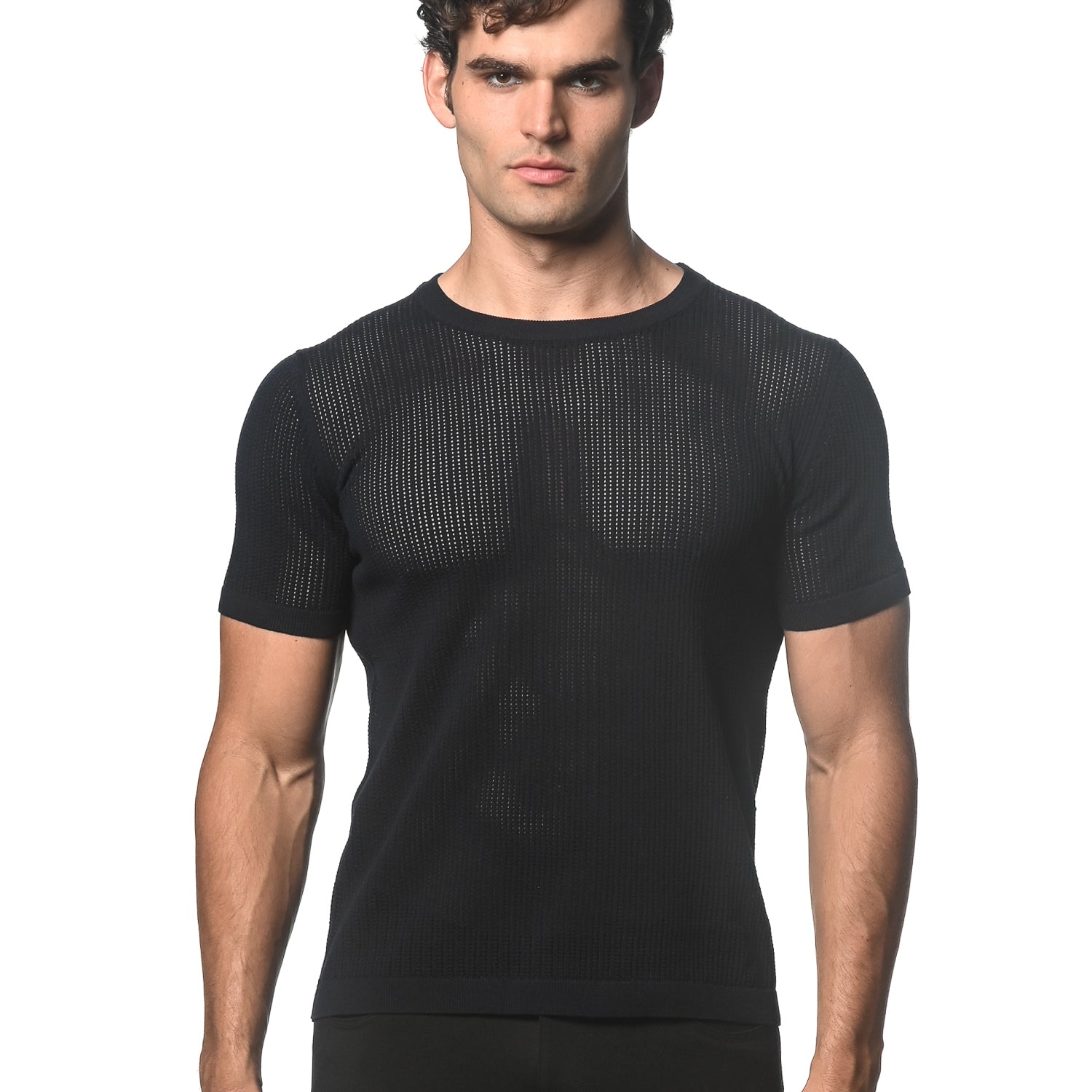 NAVY CREW NECK SHORT SLEEVE KNITTED TEE ST-24036