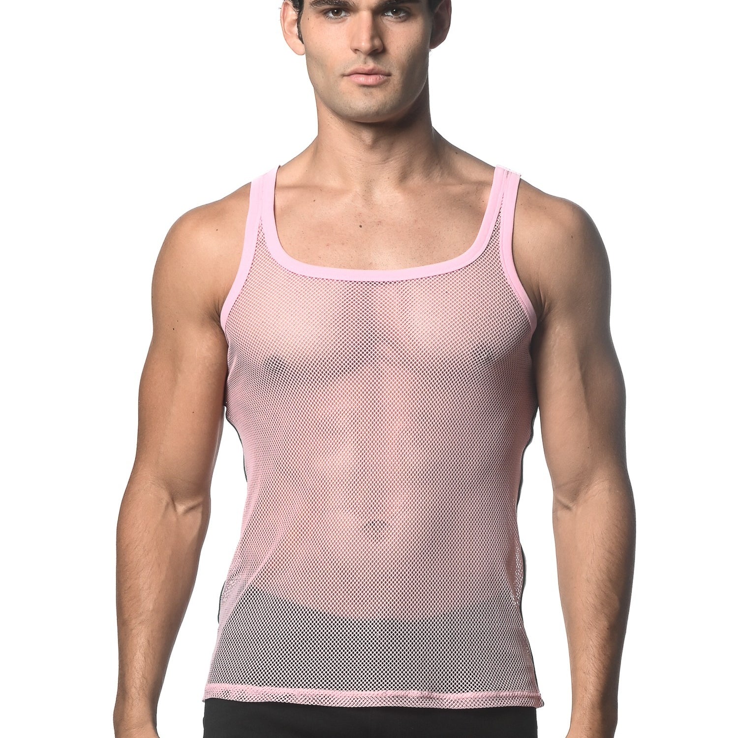 BLUSH STRETCH MESH TANK WITH SIDE TAPE ST-11120