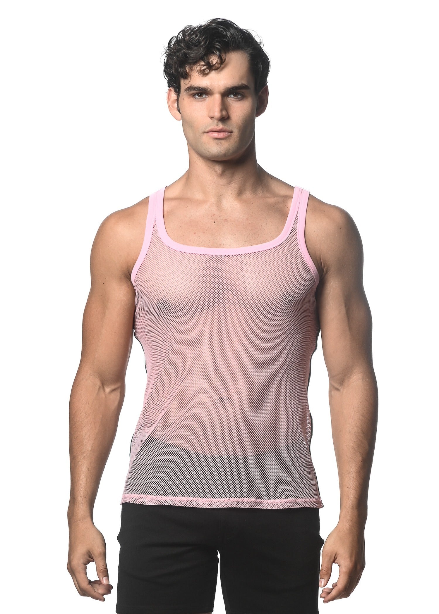 Poly Mesh Tank BLUSH STRETCH MESH TANK WITH SIDE TAPE ST-11120