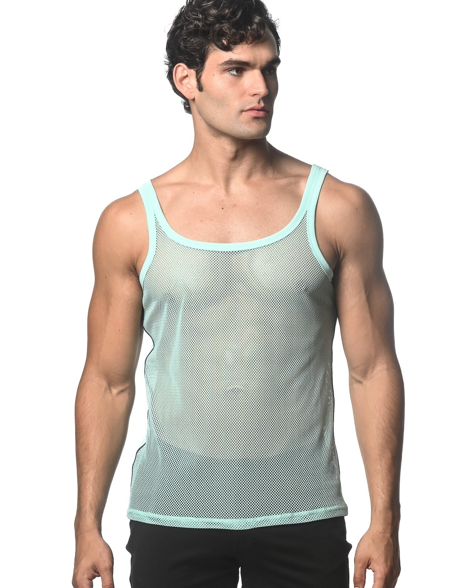 MINT STRETCH MESH TANK WITH SIDE TAPE ST-11120