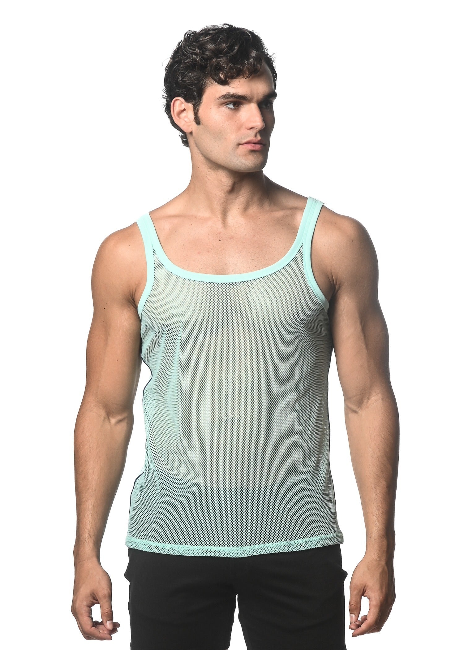 Mesh Tank Shell MINT STRETCH MESH TANK WITH SIDE TAPE ST-11120
