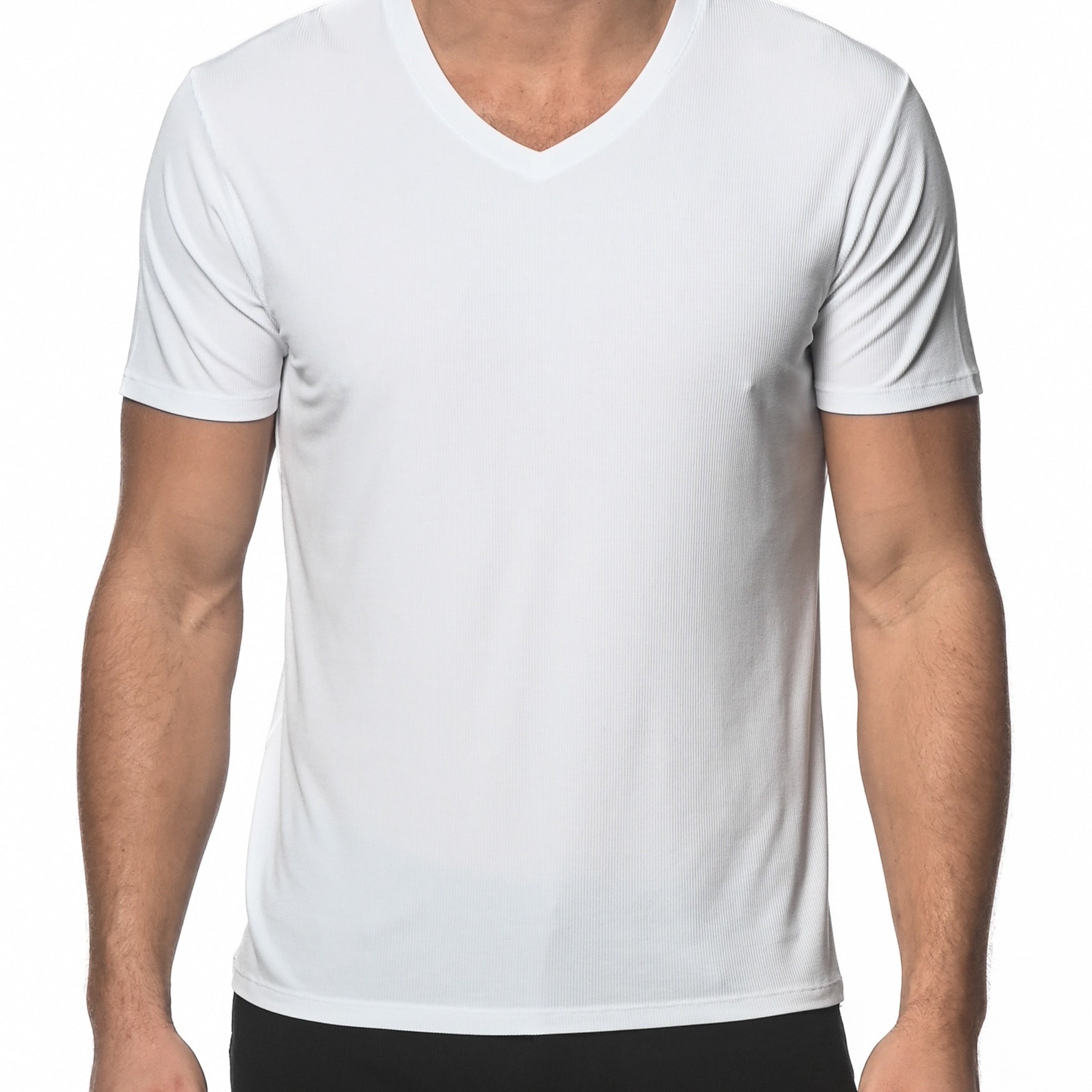 VANILLA V-NECK SHORT SLEEVE RIB MODAL T-SHIRT  ST-16005