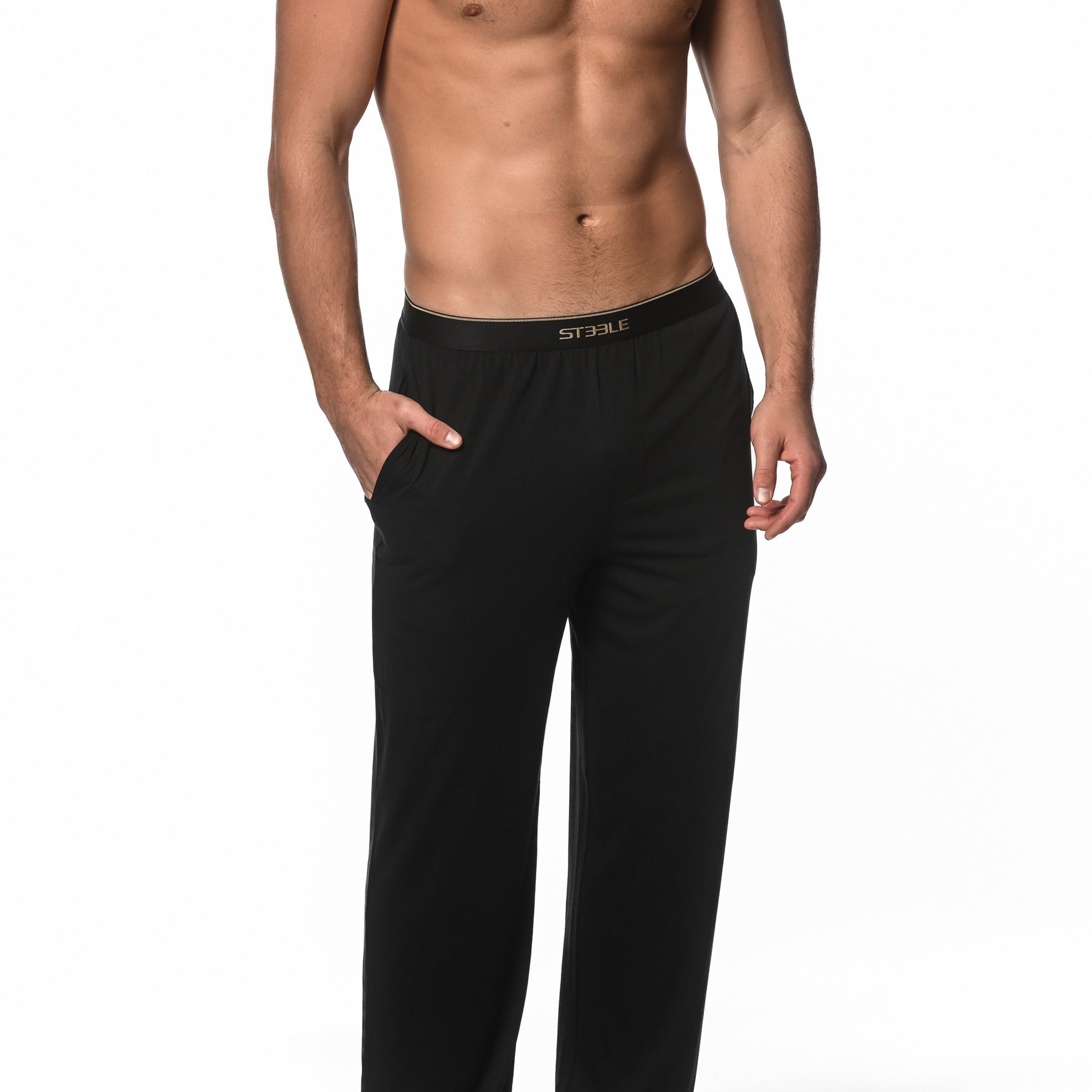 BLACK STRETCH MODAL LOUNGE PANTS  ST-16003