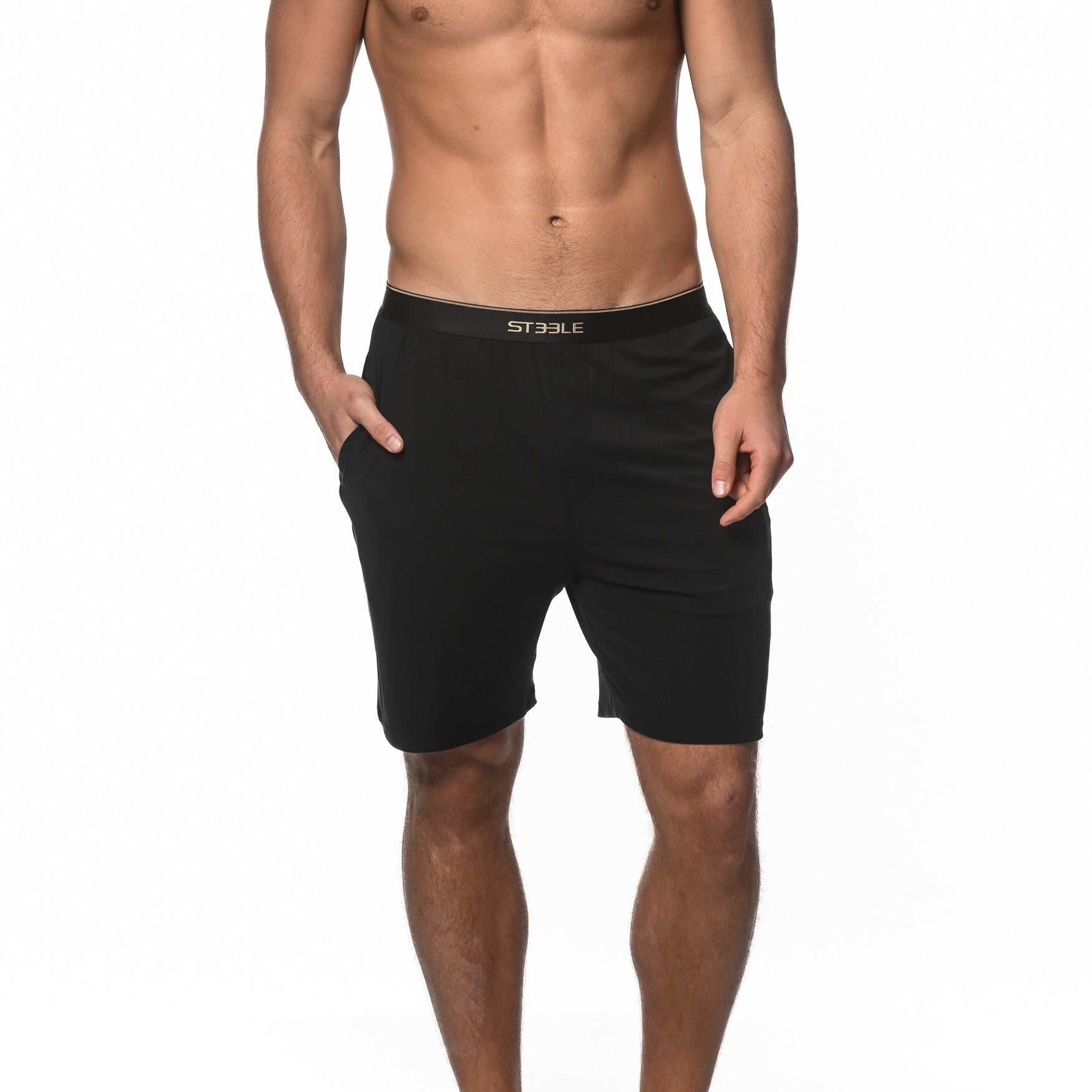 BLACK STRETCH MODAL LOUNGE SHORTS  ST-16002