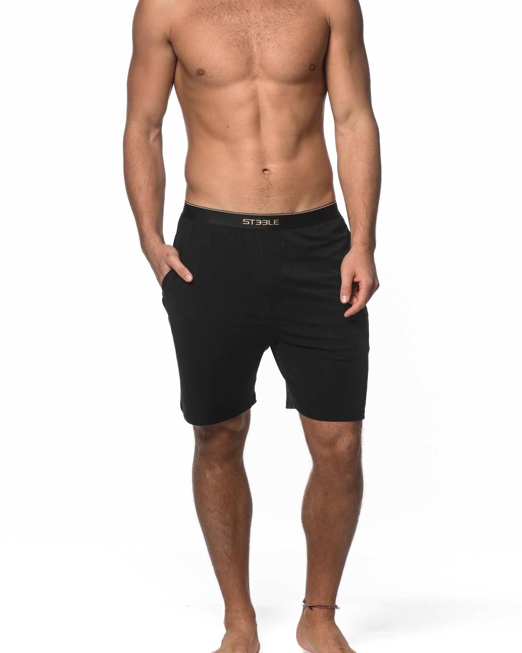 BLACK STRETCH MODAL LOUNGE SHORTS  ST-16002
