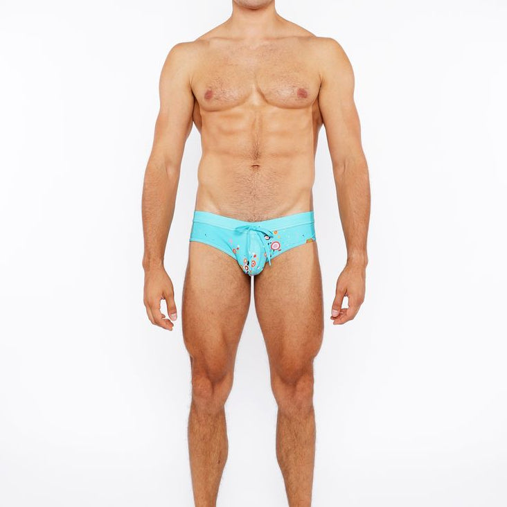 SKY/MULTI CIRCLE BURSTS PRINTED SWIM BRIEF ST-8015-24