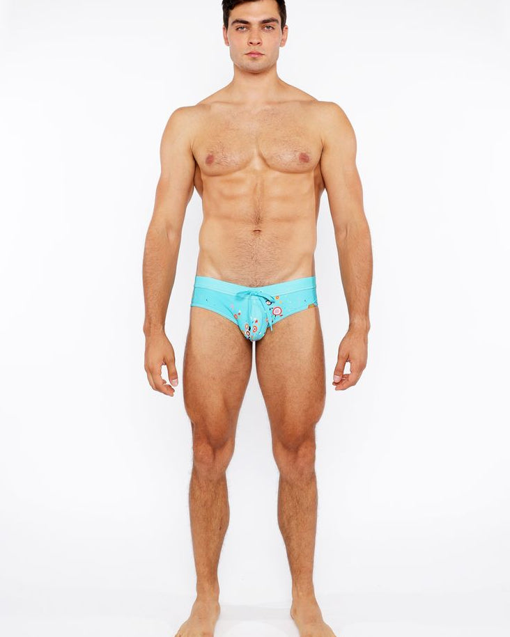 SKY/MULTI CIRCLE BURSTS PRINTED SWIM BRIEF ST-8015-24