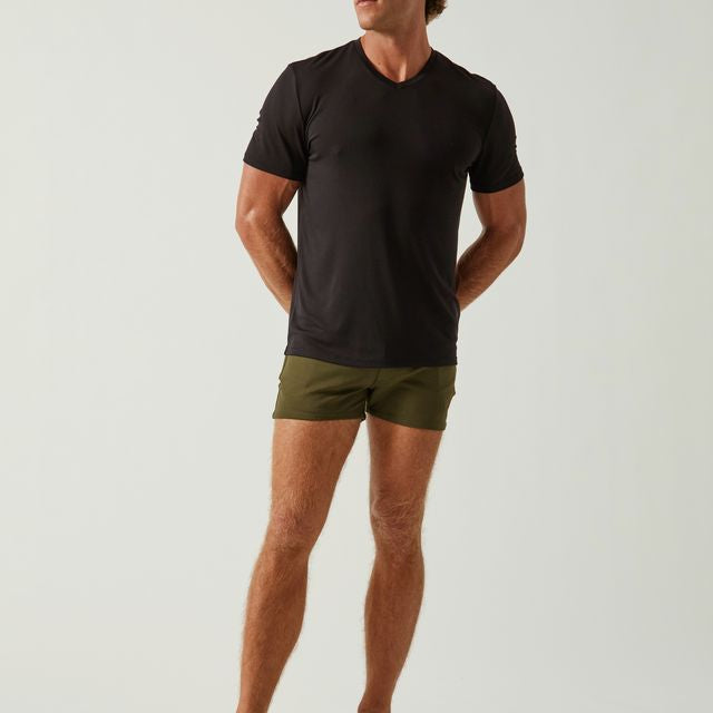 BLACK STONE SOLID STRETCH MODAL V- NECK TEE ST-9010