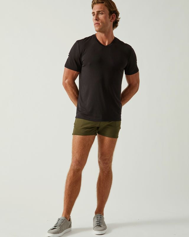 BLACK STONE SOLID STRETCH MODAL V- NECK TEE ST-9010