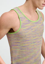 GRASS SPACE DYE TEXTURED STRETCH KNIT TANK ST-11142