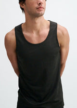 BLACK GEOMETRIC STRETCH MESH PERFORMANCE TANK ST-295