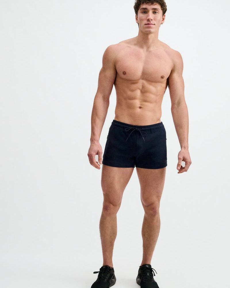 NAVY 3.5" INSEAM STRETCH SHORTS W/ SIDE PIPING STA-10514