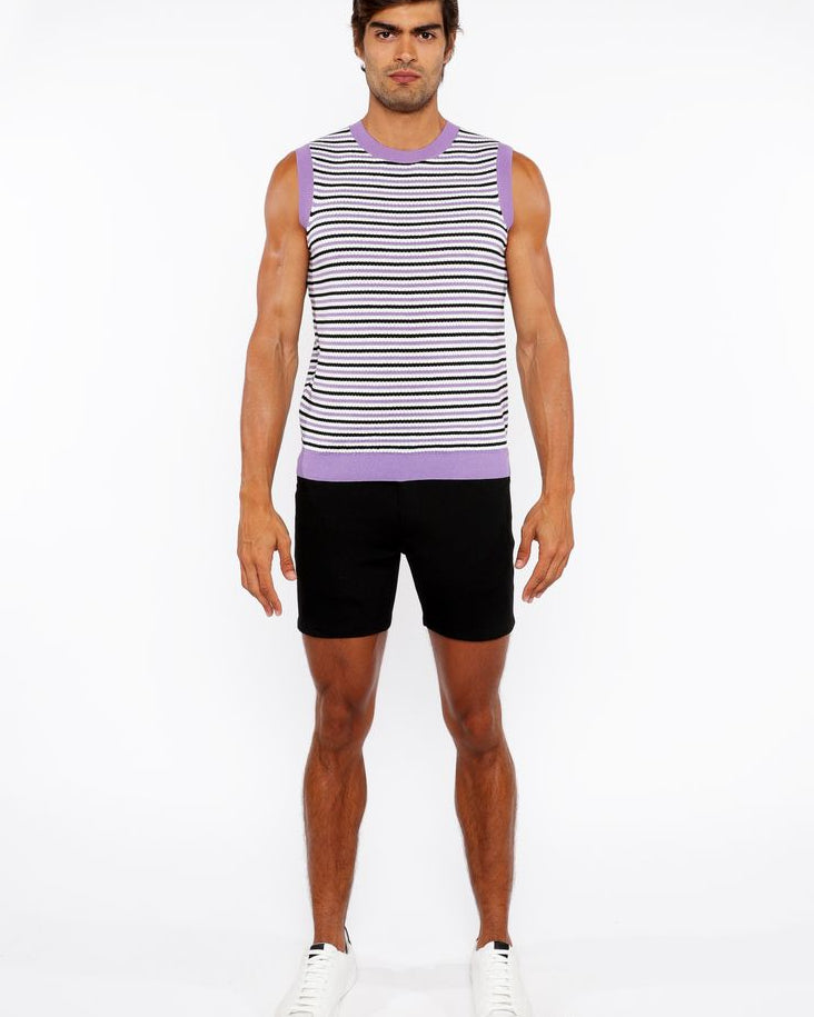 LILAC/MIDNIGHT STRIPE OPEN KNIT VEST ST-24302