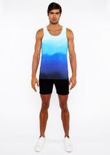 CERULEAN GRADIENT PRINTED STRETCH MESH TANK TOP ST-11138