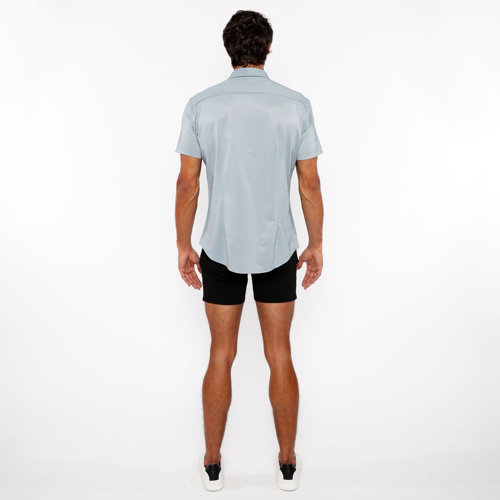 MARINER GREEN SOLID STRETCH JERSEY KNIT SHORT SLEEVE SHIRT W/CONTRAST PLACKET ST-963-04