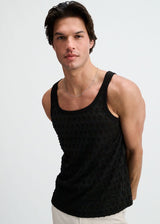 BLACK STRETCH RIPPED KNIT TANK ST-11141