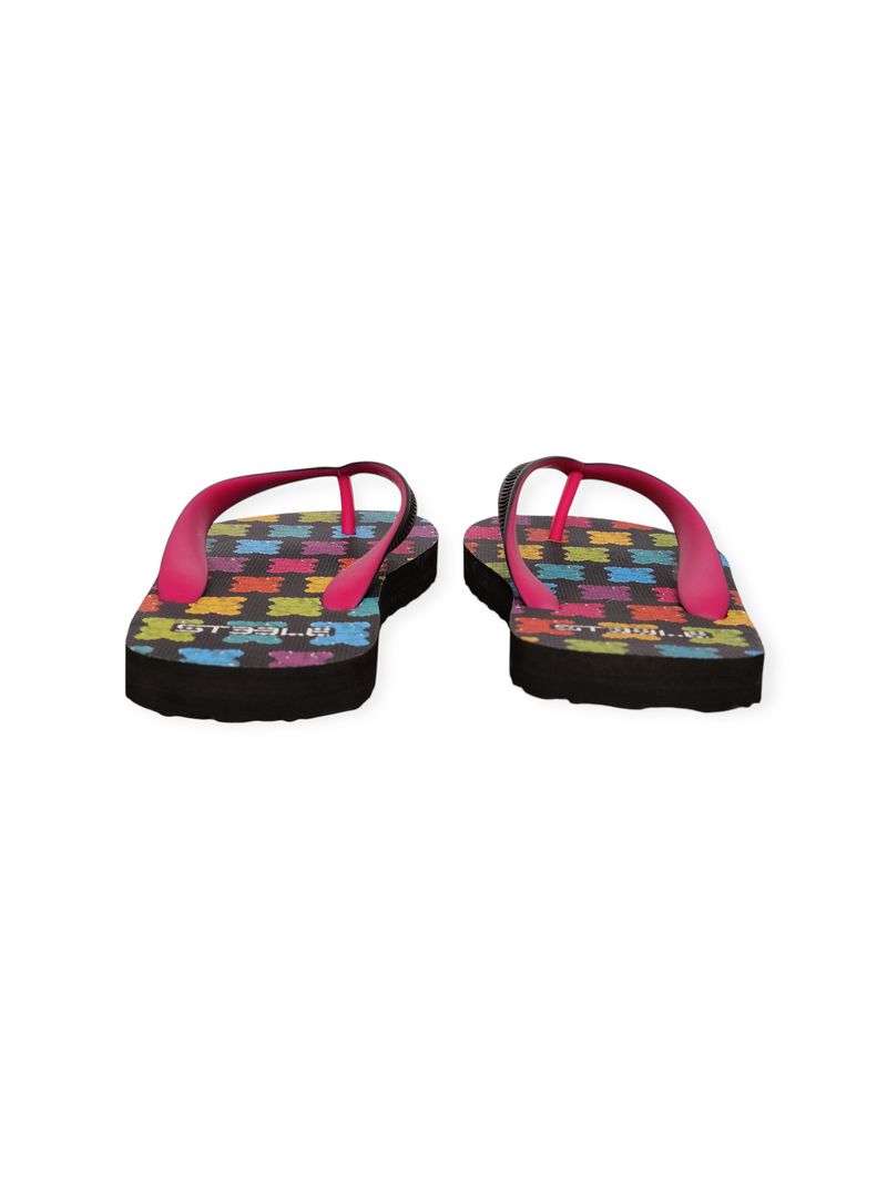 BLACK/FUCHSIA GUMMY BEARS PRINTED FLIP FLOP