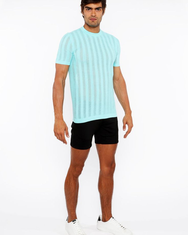 OCEAN TEXTURED KNITTED CREW TEE ST-24304