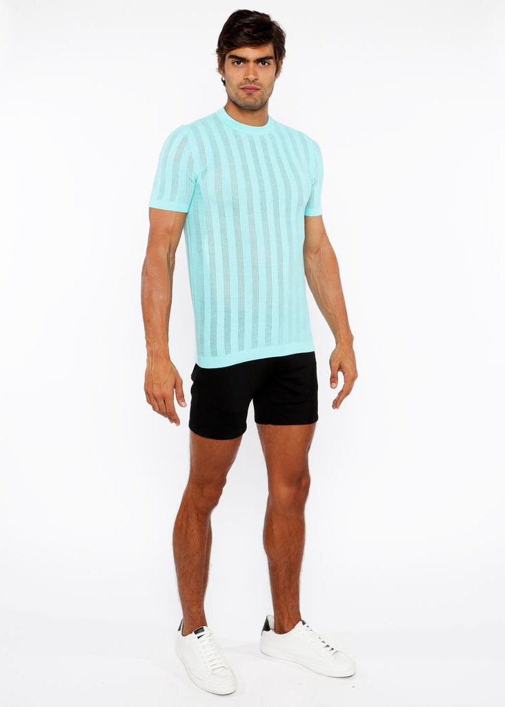 OCEAN TEXTURED KNITTED CREW TEE ST-24304