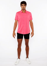 PINK PEONY SOLID STRETCH JERSEY KNIT SHORT SLEEVE SHIRT ST-963-03