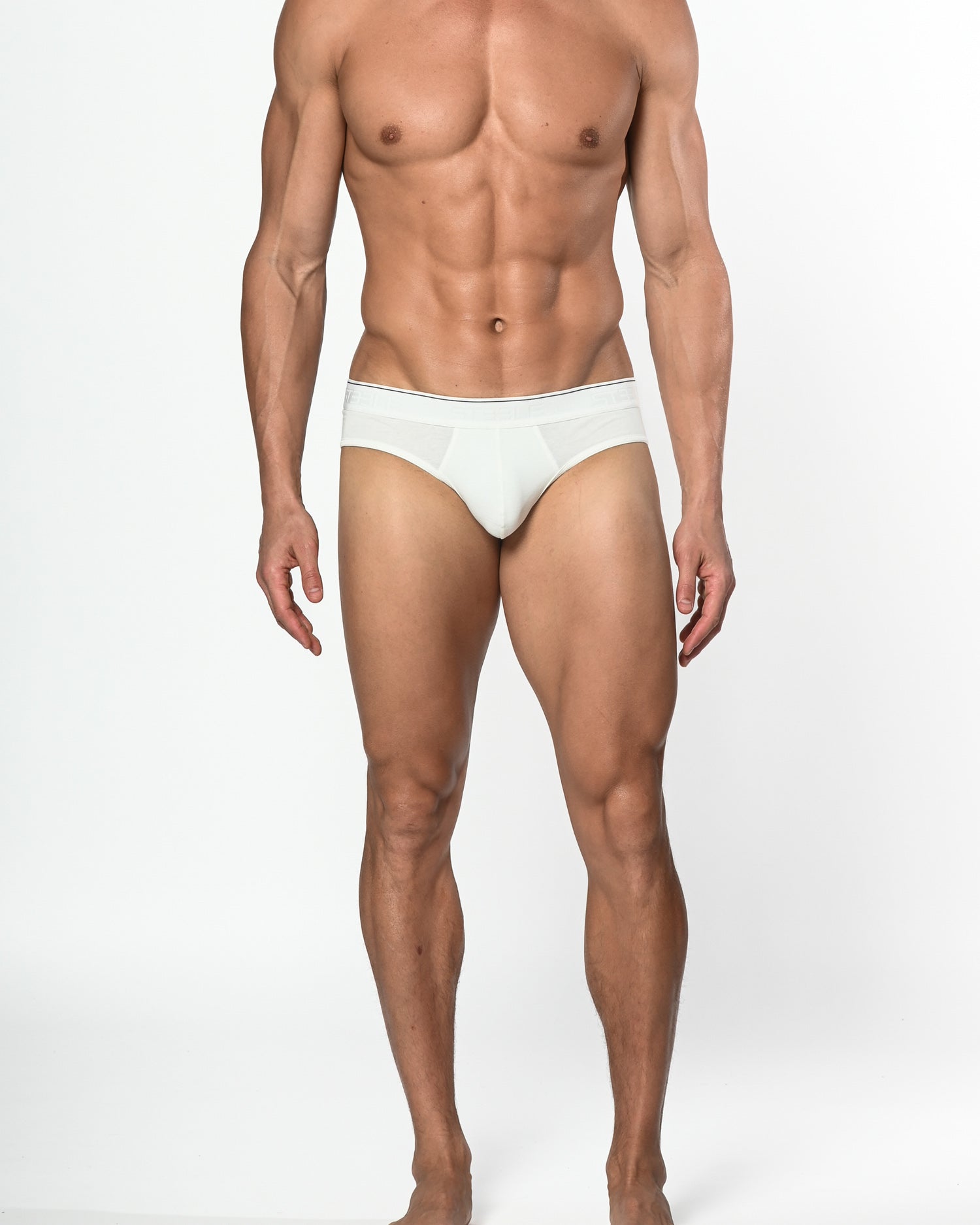 WHITE COTTON/ELASTANE LOW RISE BRIEF ST-10000