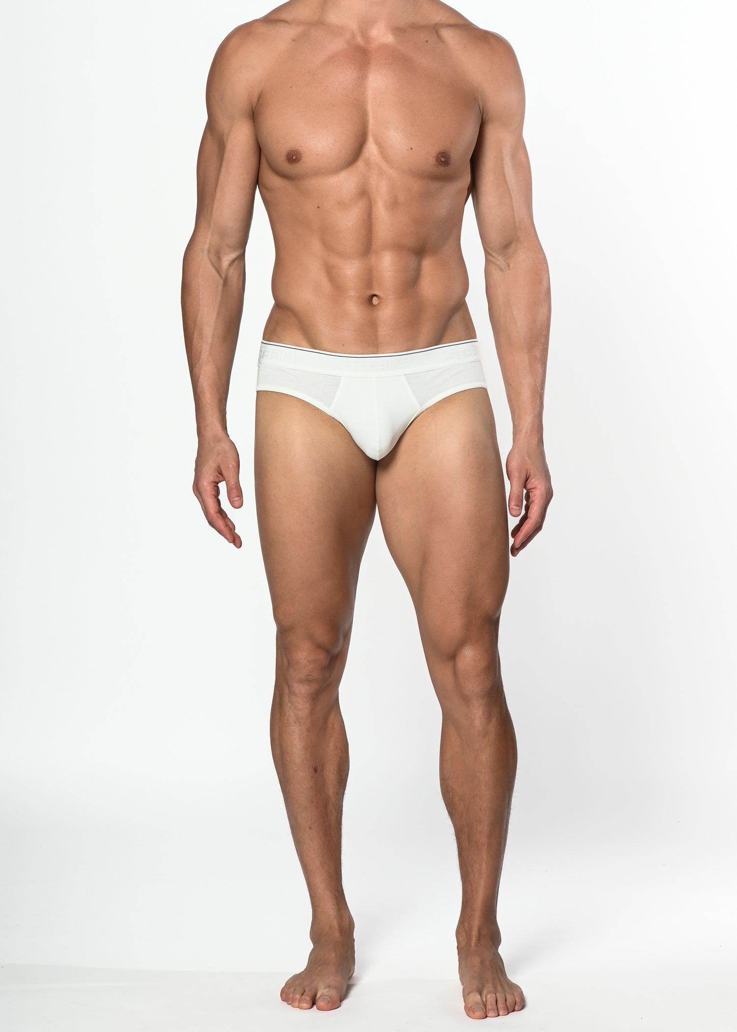WHITE COTTON/ELASTANE LOW RISE BRIEF ST-10000