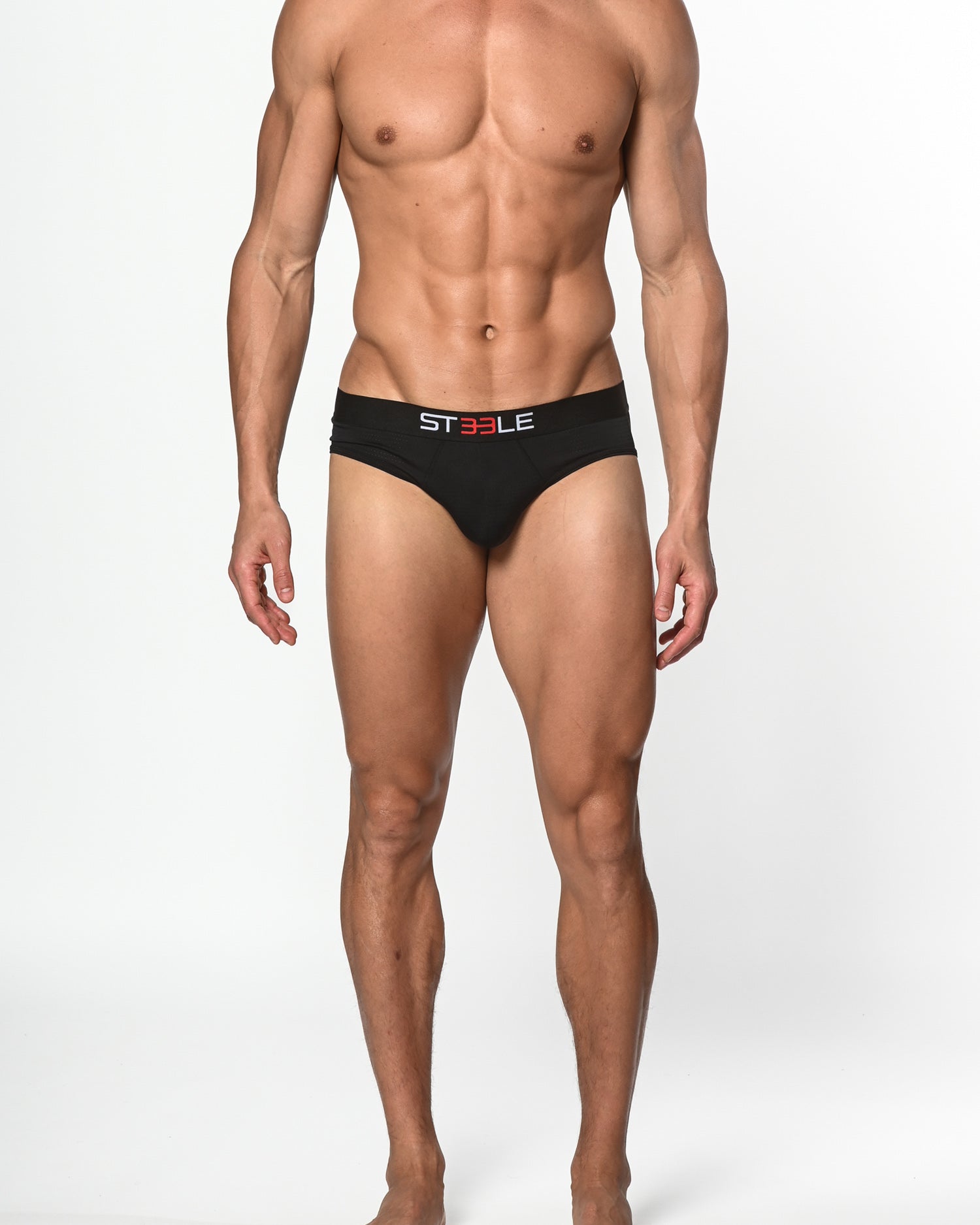 BLACK NYLON/ELASTANE AIR MESH SPORTS LOW RISE BRIEF ST-10200