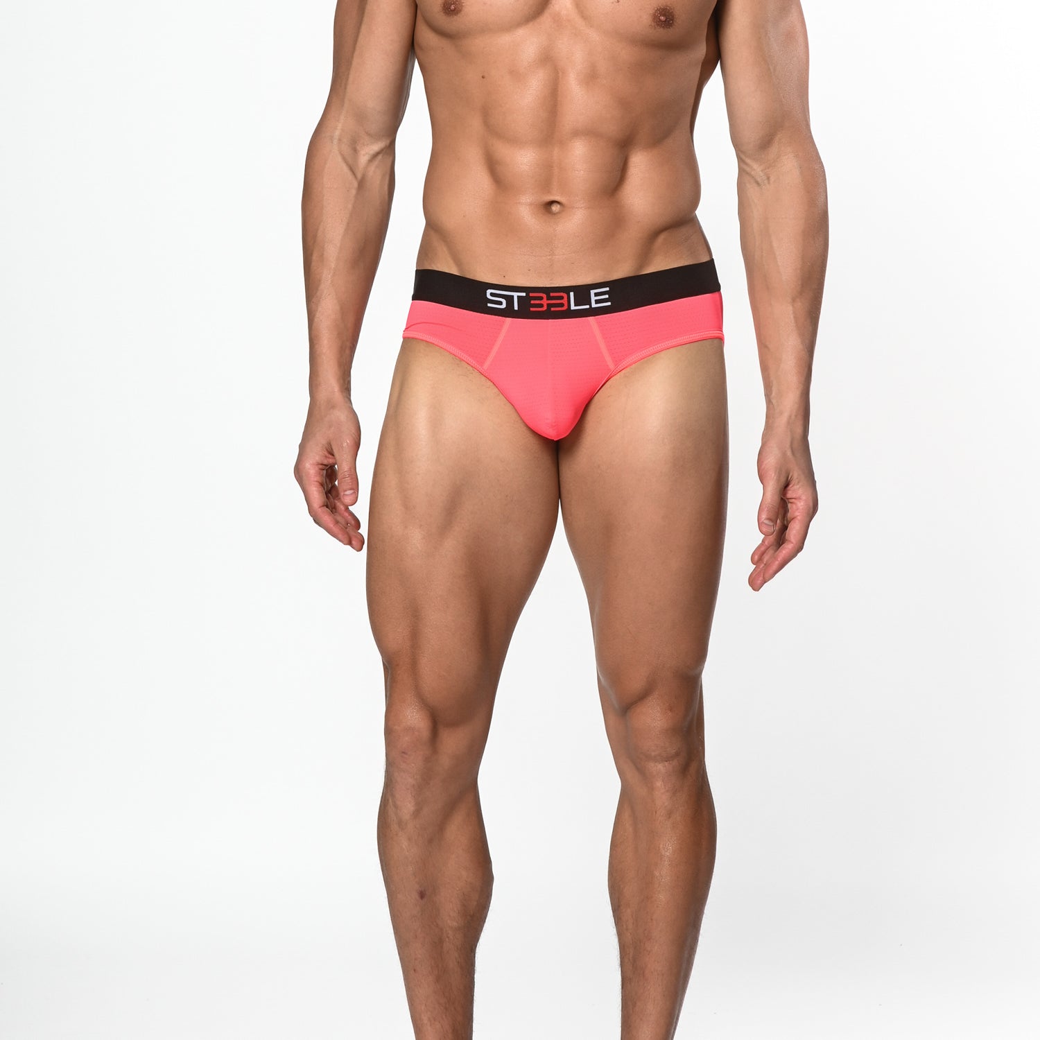 NEON PINK NYLON/ELASTANE AIR MESH SPORTS LOW RISE BRIEF ST-10200